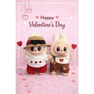 Valentine’s Labubu Lover Couple Dolls – Adorably Dressed Pair - Amazing Box